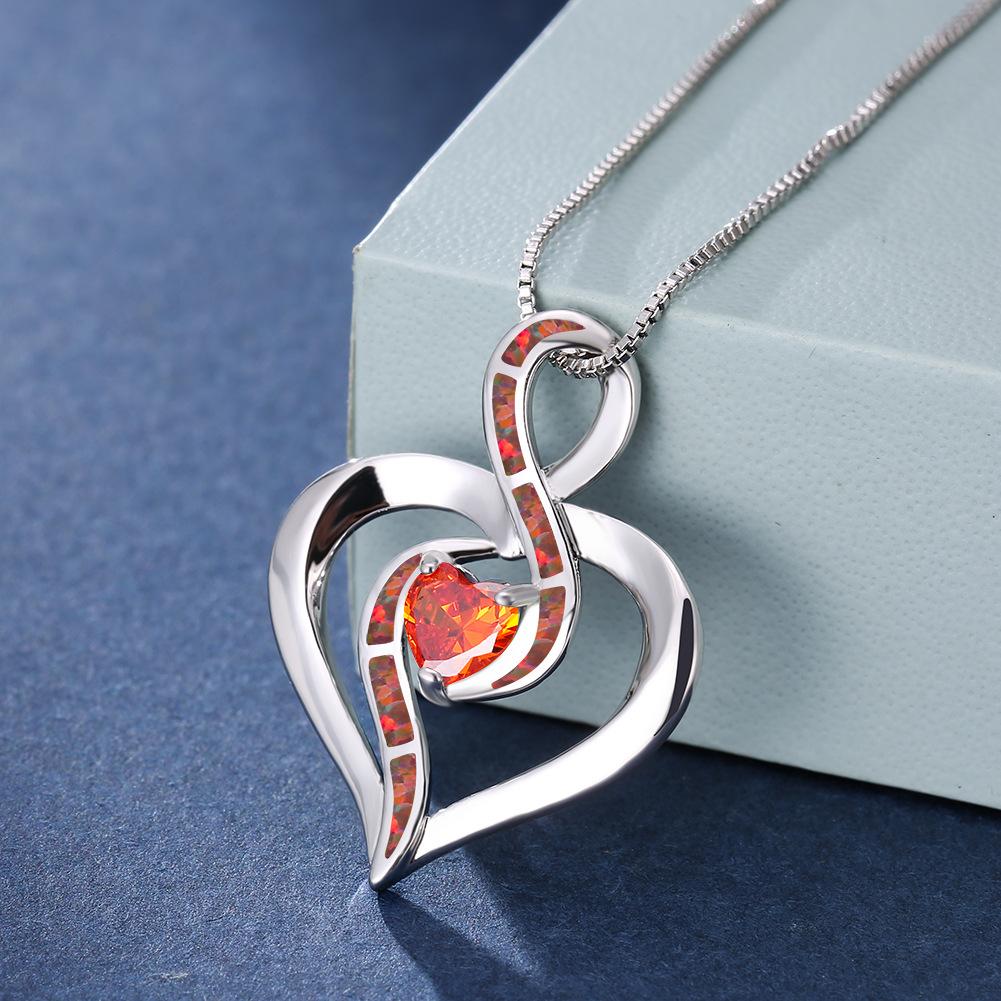 Fashionable Navy Blue Diamond Heart Shaped Blue Imported Necklace Womens Ins Style Light Luxury