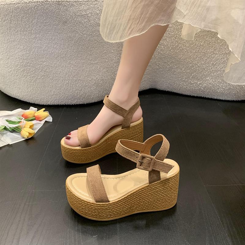 WTEMPO Dámské sandály se silnou podrážkou semišové přezka a šikmé podpatky příležitostné všestranné sandály proti skluzu dropshipping velkoobchod