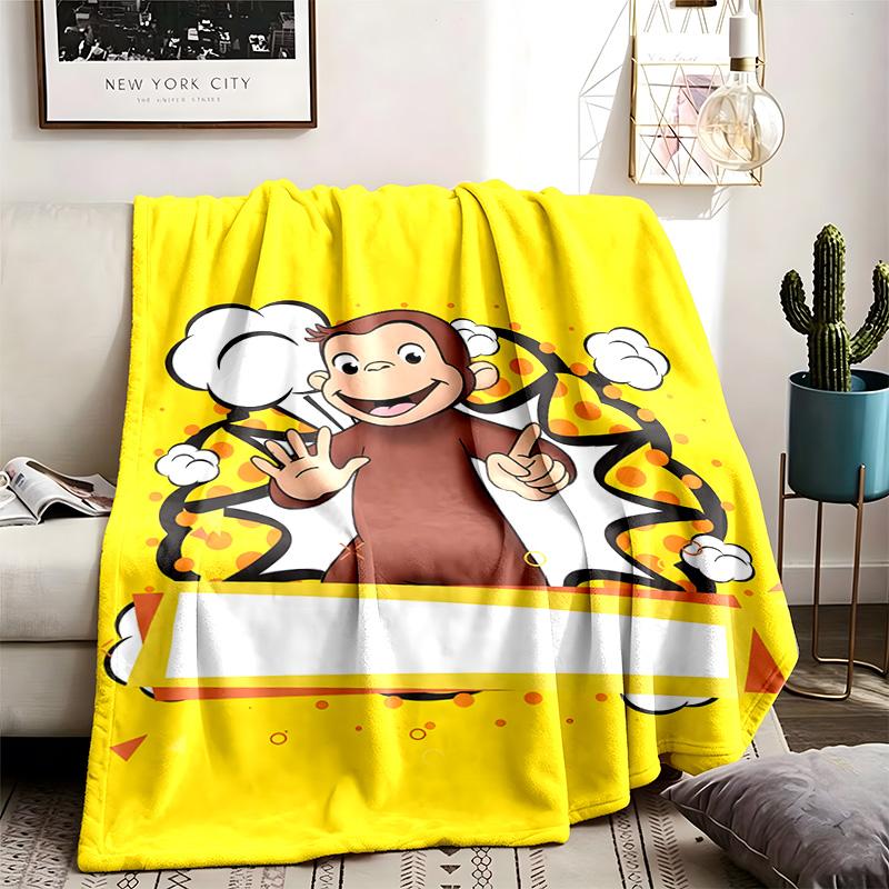 Curious George Theme Blanket Suitable For The Sofa Camping And Travel Made Of Soft Flannel Material An Ideal Gift For Occasions Such As Birthday