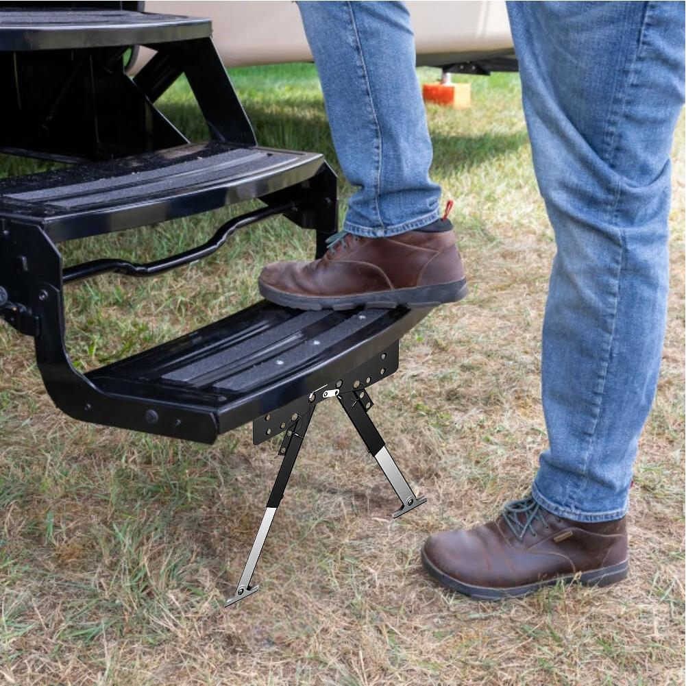 RV Foot Stabilizer Multi-Purpose Folding Step Stabilizer Heavy Duty RV Support Legs for Easy Installation & Enhanced Stability