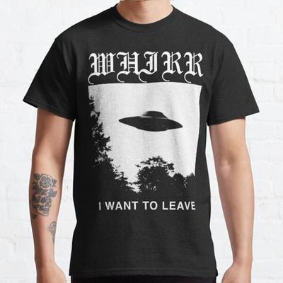 Men Fashion Casual Short Sleeves Whirr I Want To Leave Black Tees Oversized T-shirts