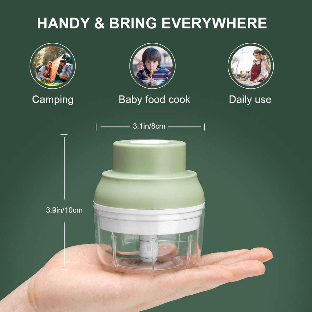 Mini Food Processor USB Charging Powerful Motor Ginger Masher Chili Meat Blender Mincer Kitchen Food Mixer Tools 100/250ml