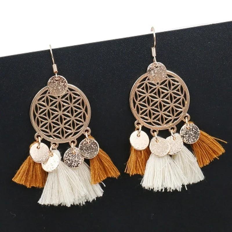 Fashion Sequins Tassel Earrings Trendy Bohemian Hoop Earrings for Women  Wedding Engagement Party Earrings Gifts Jewelry