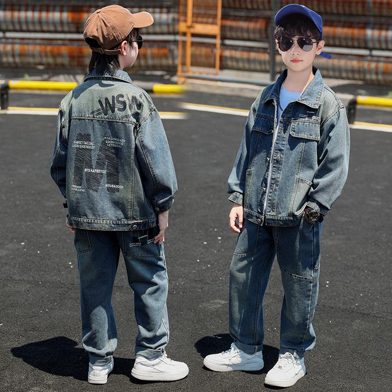 Boys' Spring/Autumn 2025 Korean-Style Denim Jacket: Trendy Casual Long-Sleeved Outerwear for Medium To Large Children