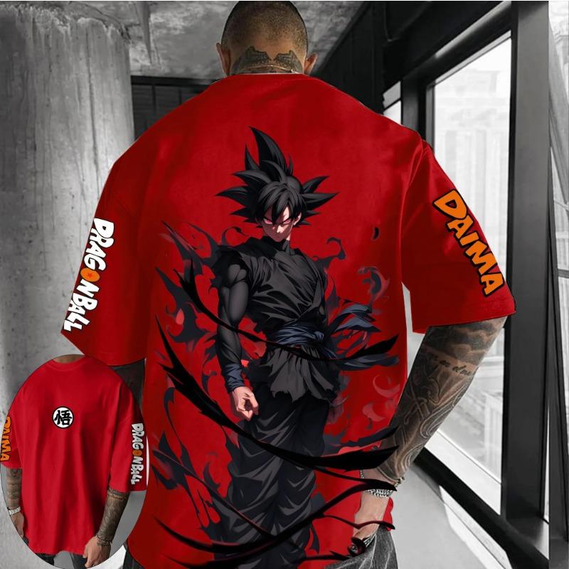 Men s T-shirt printed anime summer short sleeved shirt 2XS
