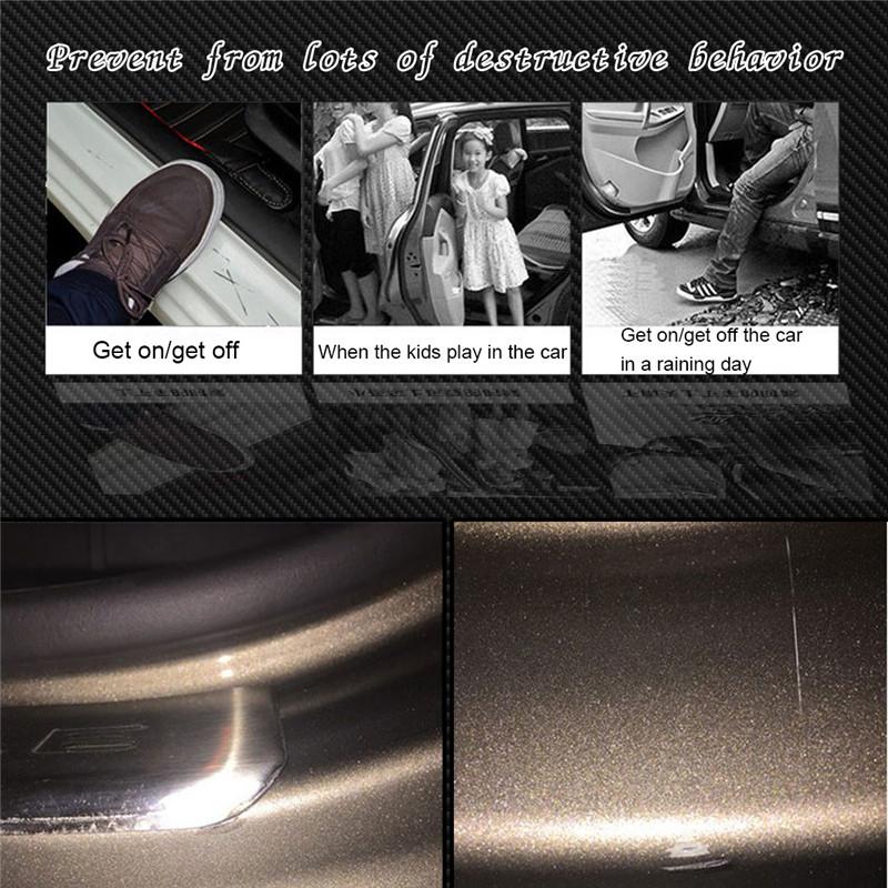 4 Stück 3D Kohlefaser Schwarz Auto Türschweller Kratzschutzabdeckung Aufkleber