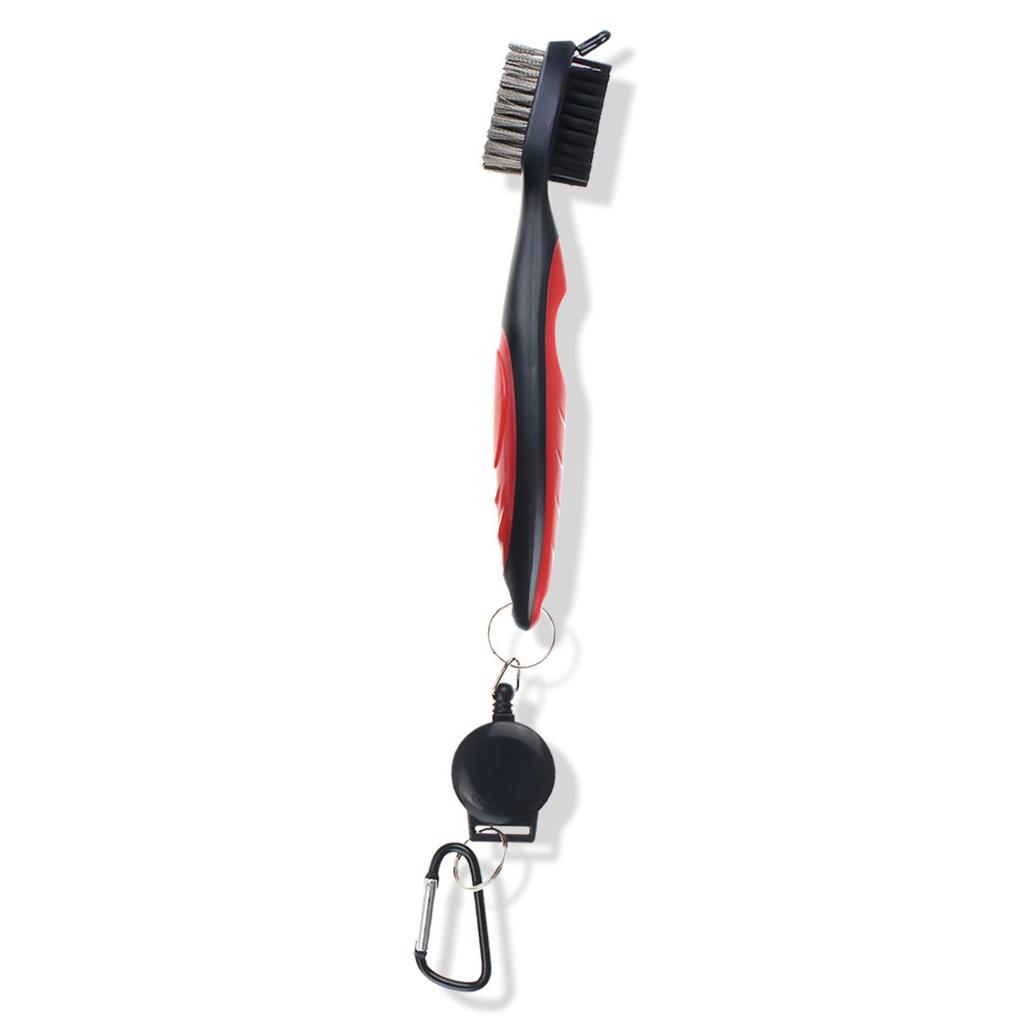 Golf Club Brush Club Cleaner with 2 Ft Retractable Extension Cord and Aluminum Carabiner Golf Bag Accesso