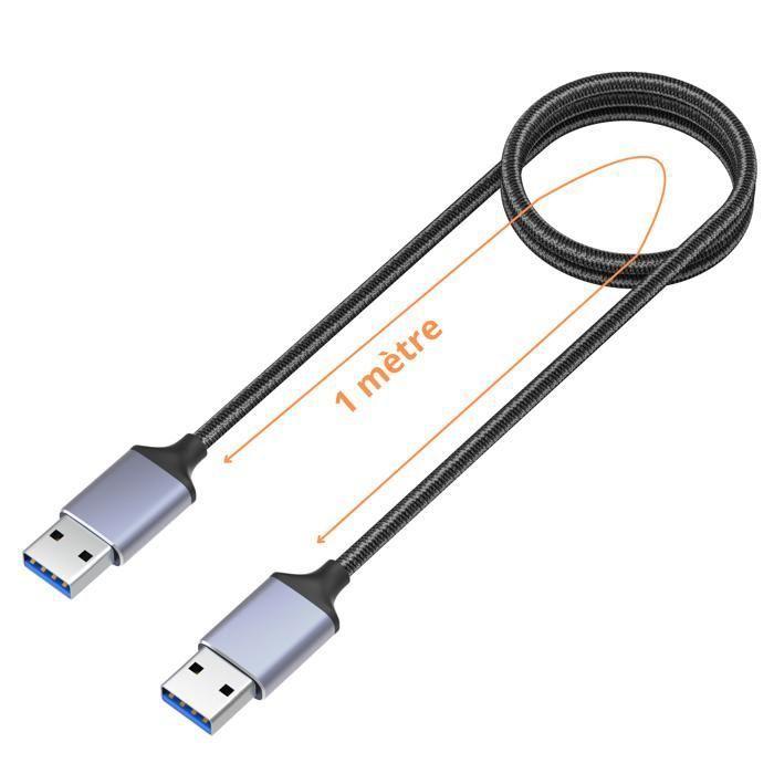 Câble USB 3.0 - PHONILLICO - 1 mètre - SuperSpeed - Compatible ordinateur et voiture
