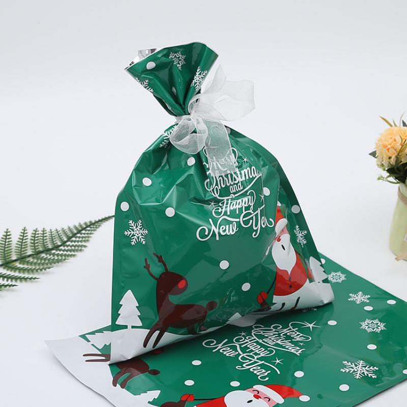 Weihnachts-Süßigkeitstüten mit Santa- & Schneeflocken-Designs, Geschenktasche für Feiertagsleckereien, festliche Partygeschenke und Neujahrs-Glückstüte