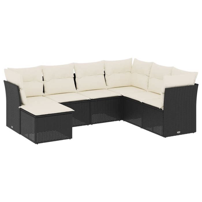 VidaXL Garden Lounge Set with Cushions 7 Pcs, Patio Sofas, Patio Furniture Set, Outdoor Furniture, Black 3249825