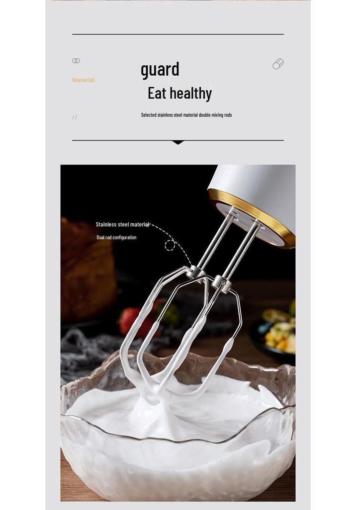 Handheld Wireless Electric Egg Beater & Cream Whipper with Dual Rods for Baking