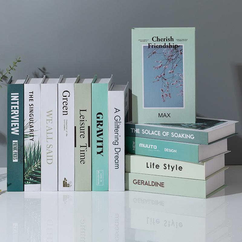 Green Faux Book Decor for Living Room TV Cabinet Display