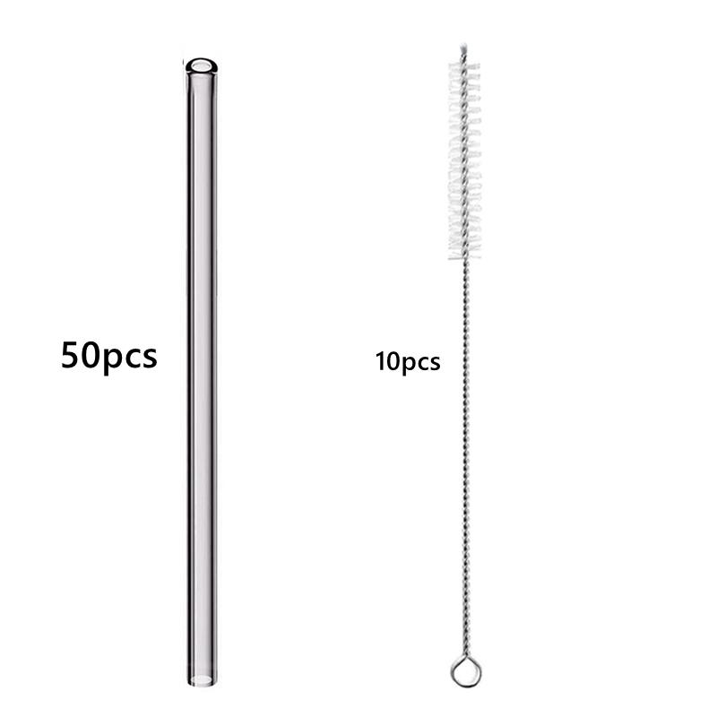 50PCS 20cm Reusable Straws Glass Drinking Straws Multi-color Eco-Friendly Straws for Cocktail Smoothies Bar Accessory Barware