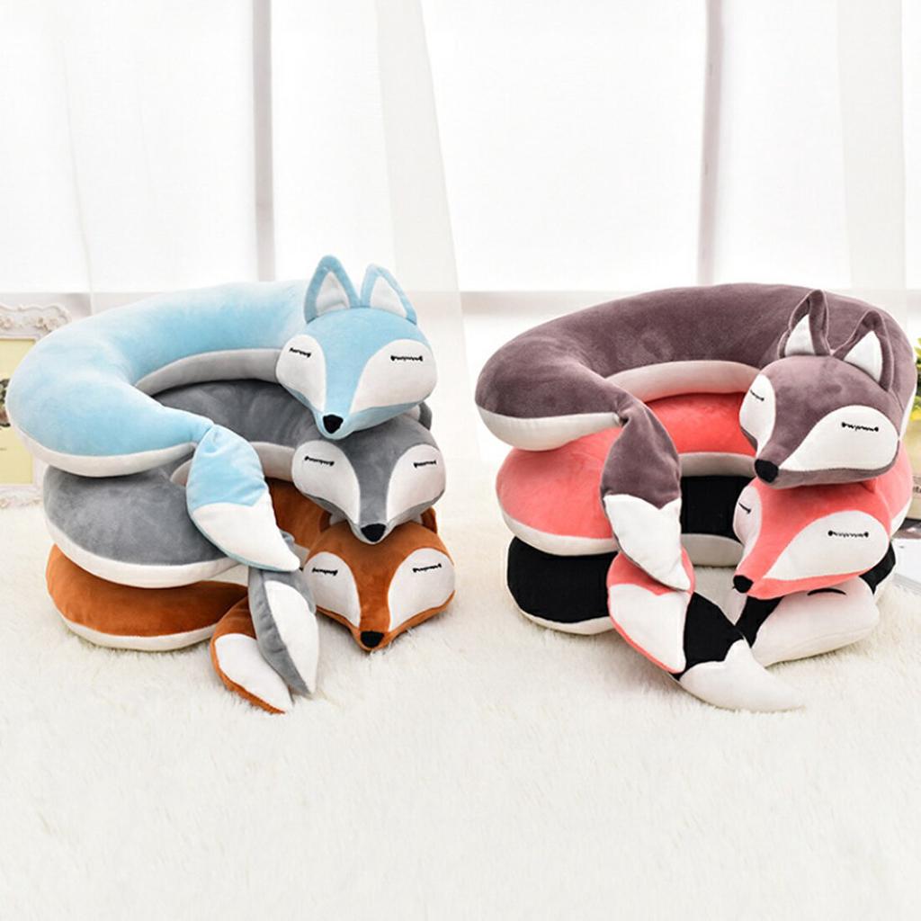 30*30*8CM Cute Fox Animal Cotton Plush U Shape Neck Pillow Travel Car Home Pillow Nap Pillow for Health Care