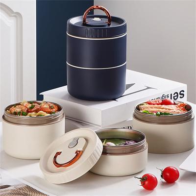 Lancheira térmica bento caixa portátil isolado recipiente de almoço empilhável à prova de vazamento recipiente de alimentos de aço inoxidável