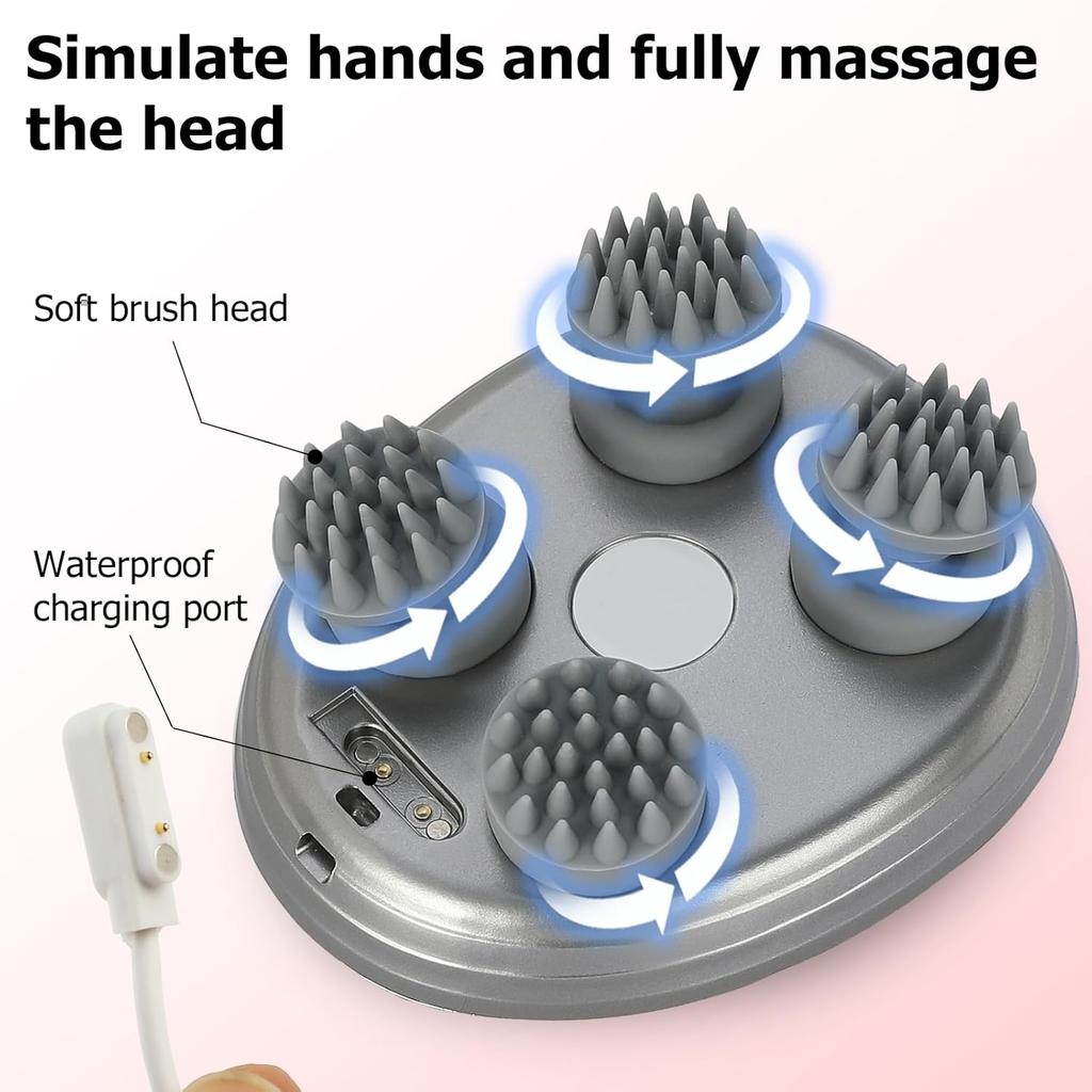 Mini Máquina de Masaje para la Cabeza Silicona Cuero Cabelludo Succión Magnética Carga Silicona Hombro Multifuncional Amasamiento Vibración Spa para la Cabeza