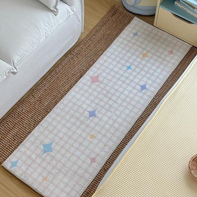 Runner Rug for Bedroom Bedside Floor Mat Pink Plaid Soft Long Carpet Color Star Pattern Cute Sweet Girl Home Decoration Rugs