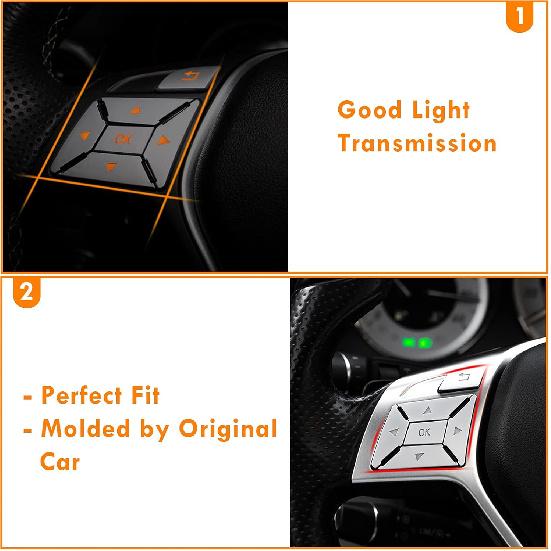 Moonlinks Steering Wheel Button Sticker Compatible With Mercedes A B C E M G SL GL GLA CLA GLK SLK GLS Class,Steering Wheel Button Decoration Trim