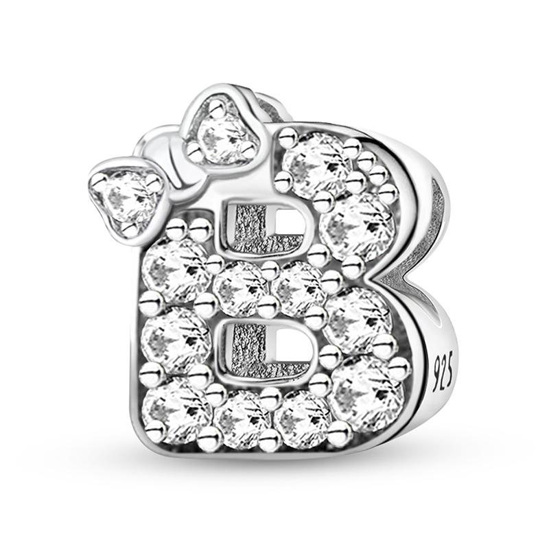 Copper Butterfly Knot Letter Series Zircon Charms Bead Fit Original Pan Bracelet Bangle Diy Jewelry For Women Gift