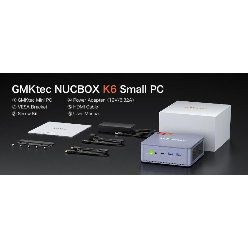 GMKtec K6 Mini PC AMD R7-7840HS 8C/16T 16 GB RAM 512 GB PCIe 4.0 SSD Mini komputer stacjonarny Windows 11 Pro WiFi 6E/BTstimule Type-C