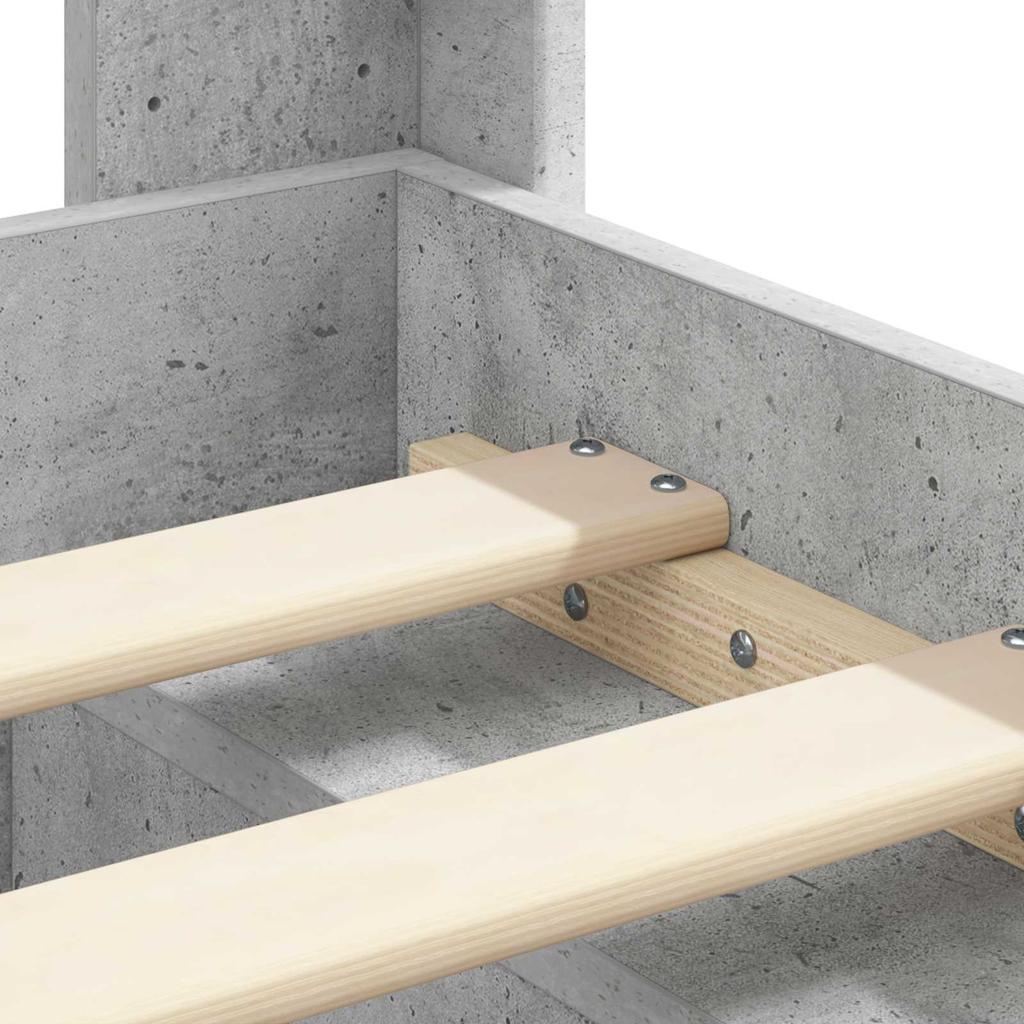 Bed Frame with Storage Space and Headboard Concrete Grey 75 x 190 cm