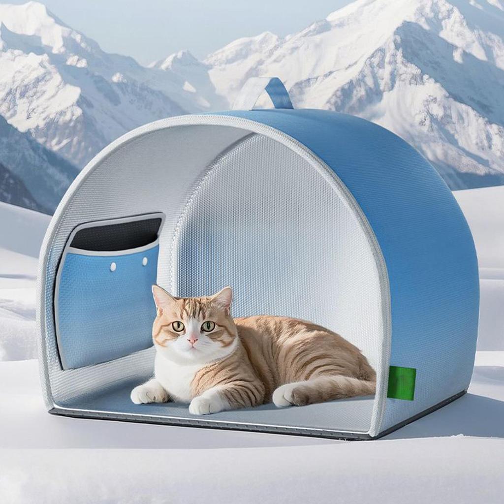 Faltbares Katzen-Klimaanlagenhaus Sommer-Haustier-Kühlhaus Hundeeishaus mit Eismatte Katzenbetten Haustierbedarf