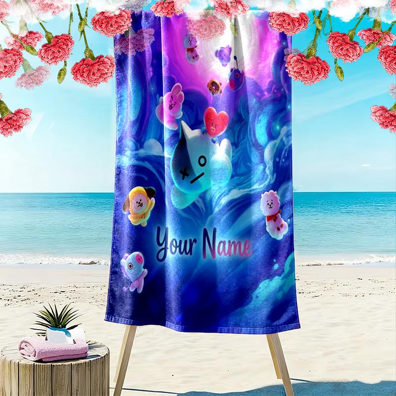 Custom NameFantasy Sea Beach Towel Soft Microfiber Summer Towel Quick Dry Absorbent Towel for Beach Swimming Pool Travel