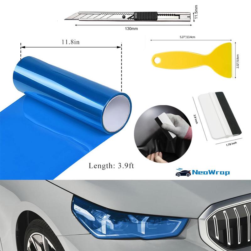 Auto-Scheinwerfer-Tönungsfolie Vinylfolienrolle Rücklicht-Wrap-Folie mit Rakel & Cutter Wasserdicht Selbstklebender Aufkleber 60cm/120cm