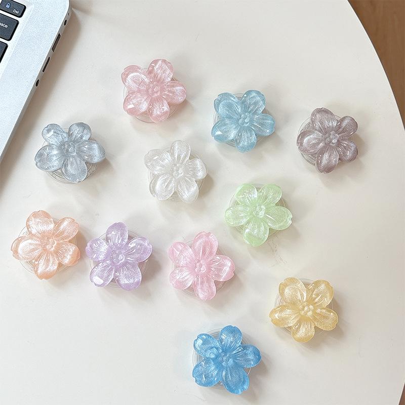 Solid Color Glitter Flower Mobile Phone Airbag Bracket Wind Japanese Women'S Sticky Desktop Bracket Portable