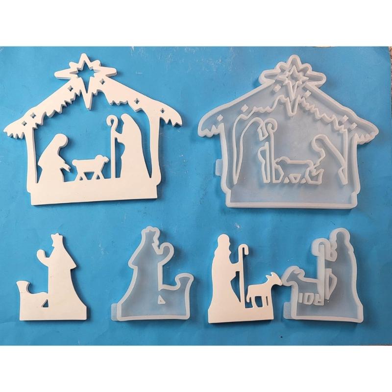 3pcs Silicone Molds Jesuses Baptism Castings Molds Religious Resin Molds Candle Molds Handmade Soap Molds For Candle Making