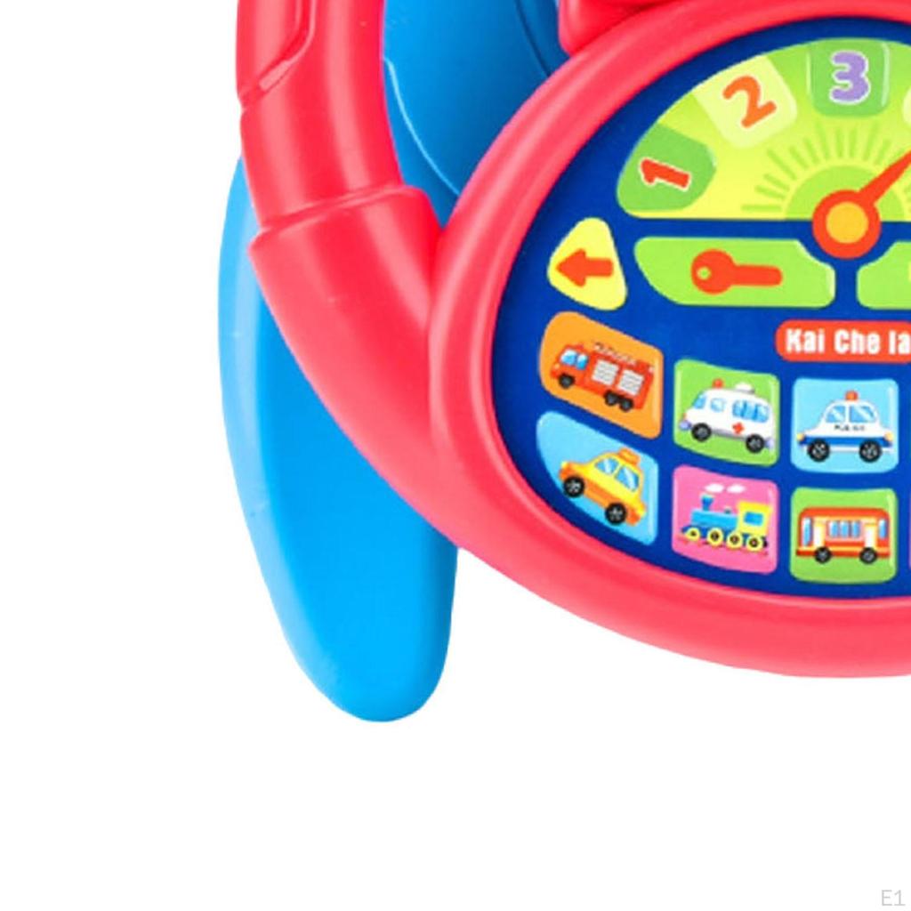 Kids Steering Wheel Toy Sensory Cute with Music Driving Controller Holder Stand for