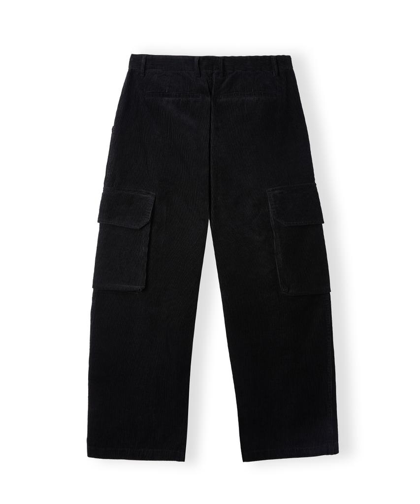 HOOVES Corduroy One-Pleat Cargo Pants [Black]