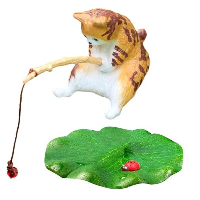 Dekorative Harze Aquarien Akzente Detaillierte Anglerkatzen Blatt Marienkäfer Ornamente zur Personalisierung von Heim- und Bürodekorationen