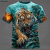 Men's Animal Wolf Tiger Funny Duck T Shirt Short Sleeve T shirt 3D Print O-Neck Shirt Exaggerated Designer Party Holiday t shirt