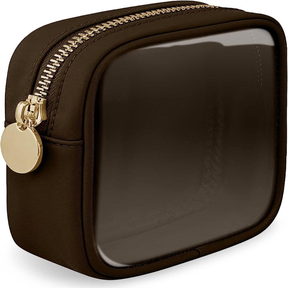 

Organizer PVC Cosmetic Bag Multi-function Zipper Makeup Organizers Small Waterproof Cosmetic Pouch Girls кавовий