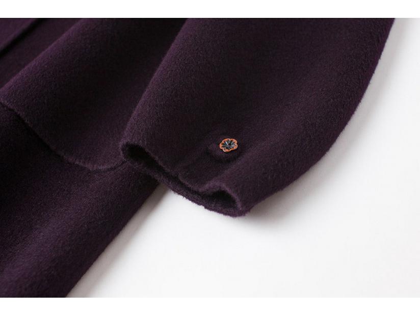 Plus Size Mid-Length Double-Sided Cashmere Coat for Middle-Aged & Elderly Women