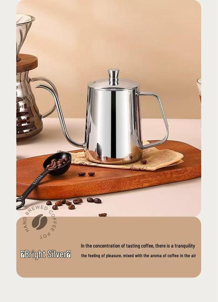 304 Stainless Steel Pour-Over Coffee Pot with Ear Handle, Narrow Spout for Home Drip Brewing