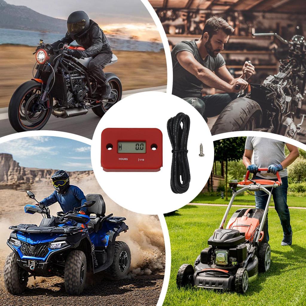 Small Engine Hour Meter LCD Waterproof Motorcycle Accessories High Voltage Generator Hour Counter For Lawn Mower Snowmobile