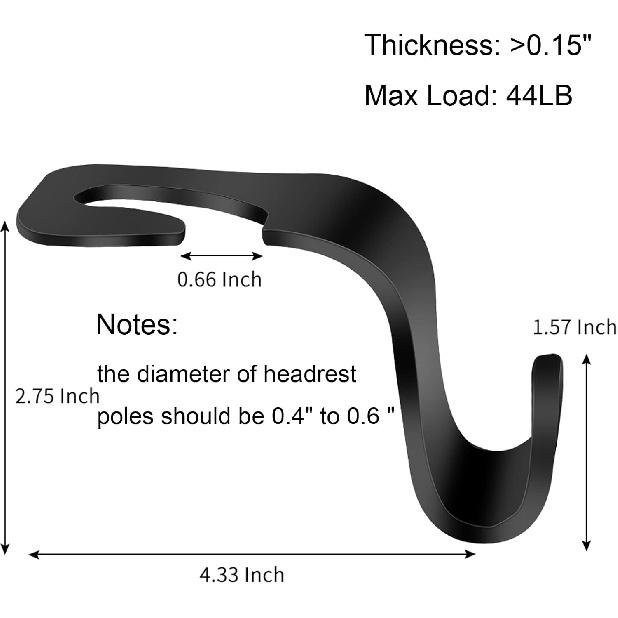 Car Seat Headrest Hook 4 Pack Vehicle Backpack Hooks Hanger Vehicles Holder Organizer for Purses,Bags,Cloths,Car Water Bottle Hook Seat Accessories