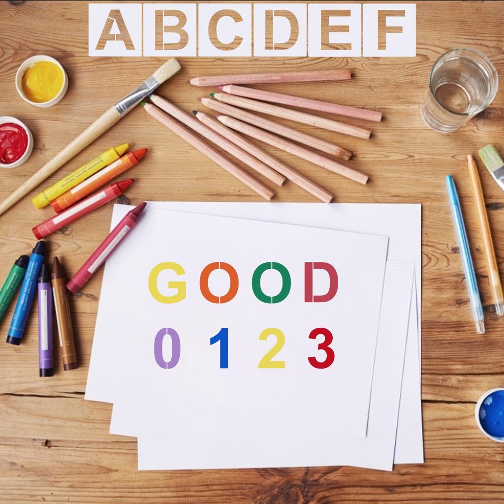 62pcs 4 Inch Letter and Number Stencils Reusable Washable Alphabet Stencils Environment-friendly PET Art Craft Templates for Painting On Wood Fabric W