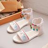 Children's Roman shoes Girls' sandals Summer 2025 New middle-aged and older children's Korean version soft-soled ethnic style retro princess shoes