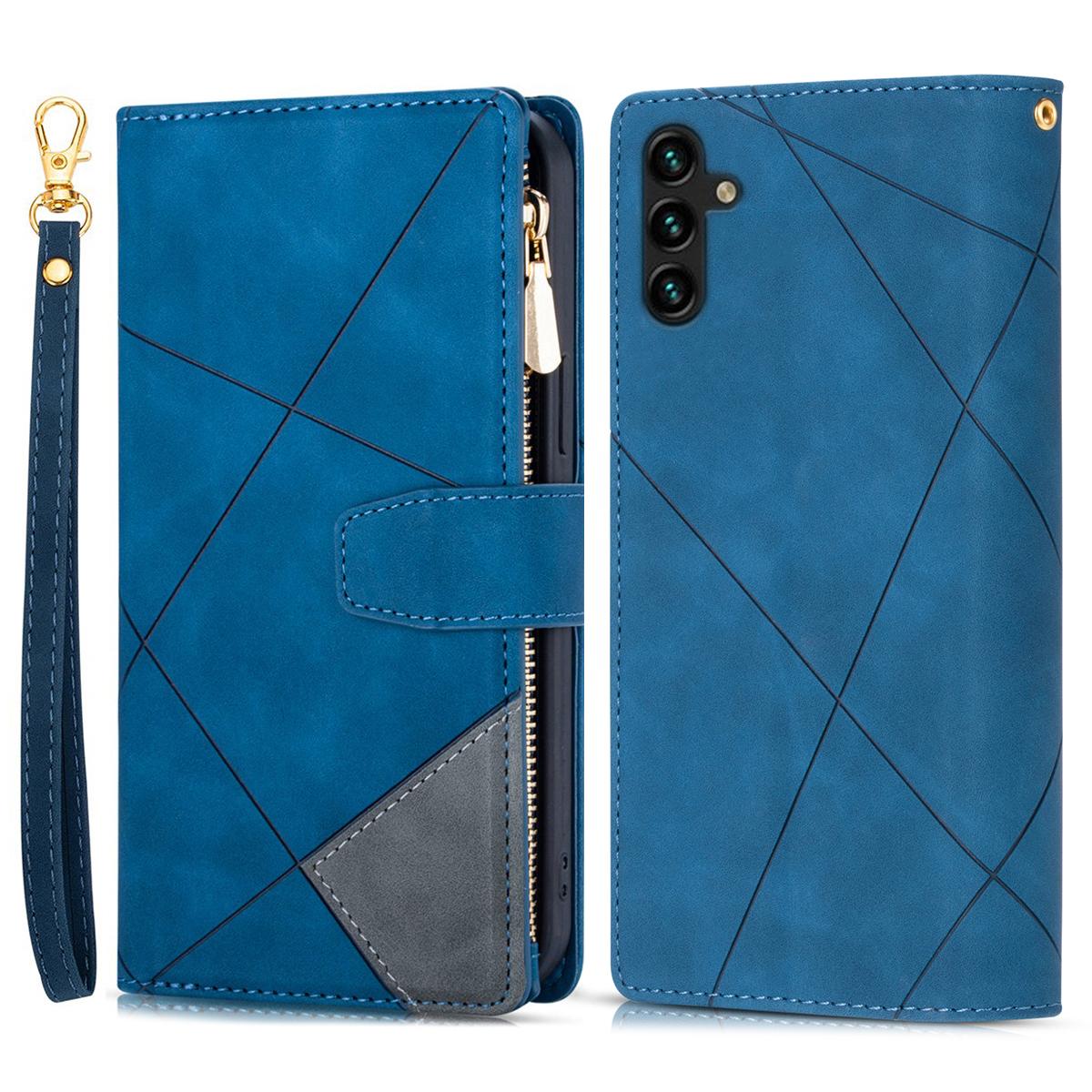 

For Samsung Galaxy A36 5G Wallet Case Color Splicing Leather Phone Cover with Stand Blue