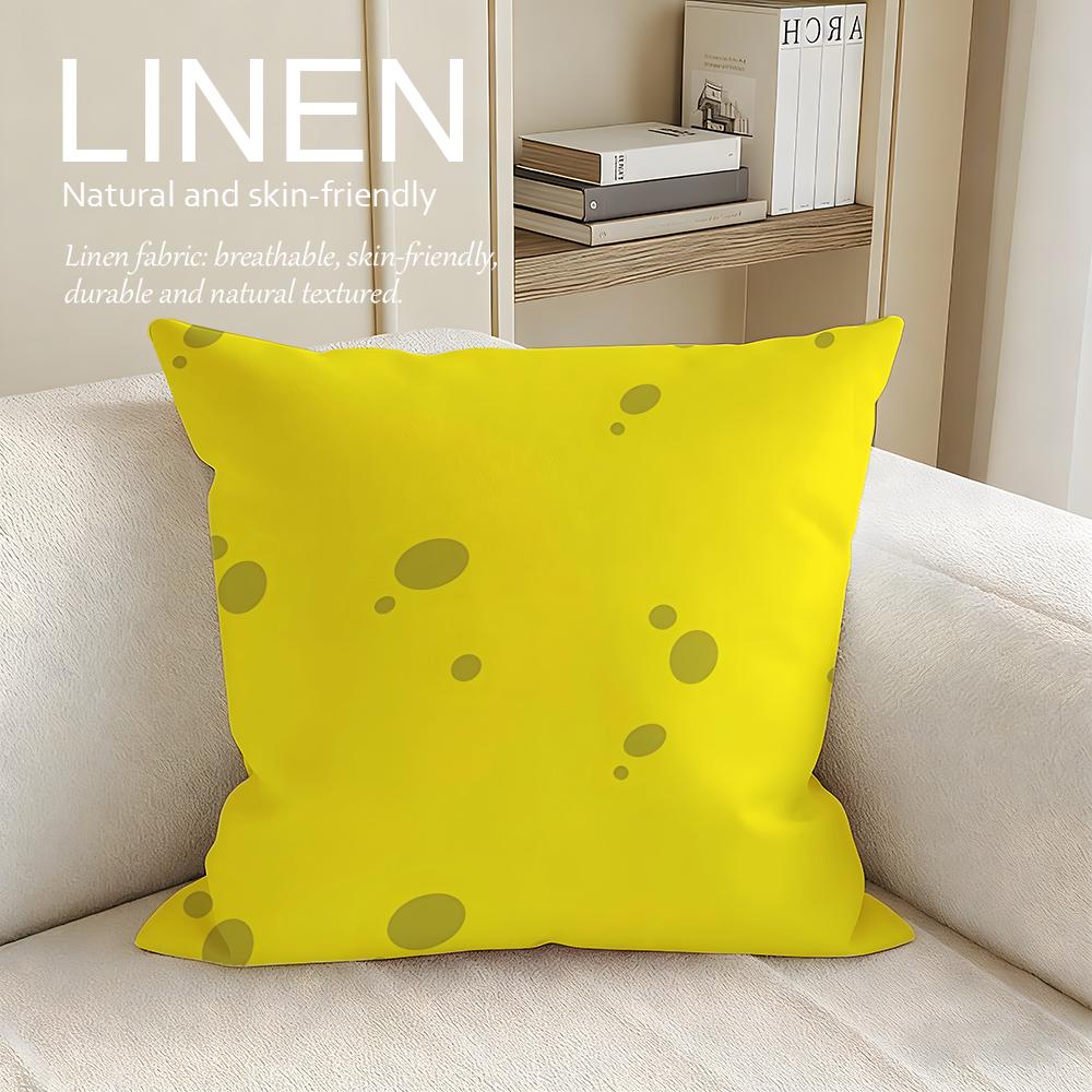

Cute Yellow Sponge Guy Cushion Cover Pillowcase Set Pcs x x Breathable Washable Sofa Cushion Cover 30X30cm