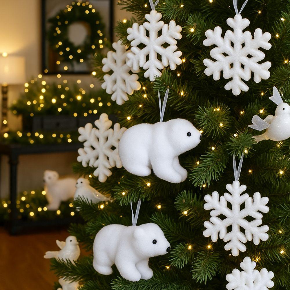White Christmas Bear Ornaments Polar Bear Xmas Tree Pendant  Party Decoration