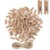 Neu! 100pc Natürliche Holz Wäscheklammern Multi-funktionale Reusable Mini Clips Wäscheklammern Mit 10m Jute