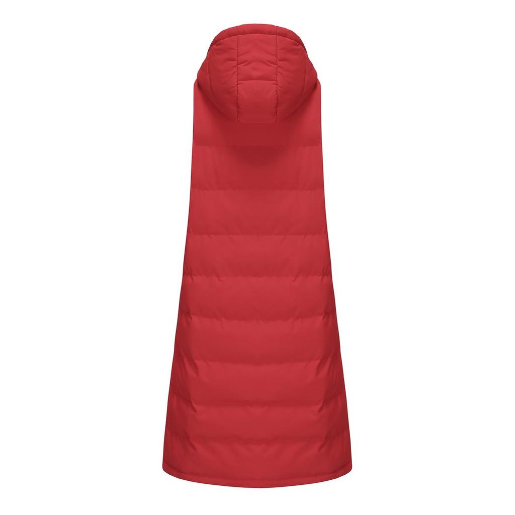 Women’s Coats Hooded Sleeves Long Style Solid Color Vest Quilted Jacket Autumn Winter Thick Warm Outer Wear