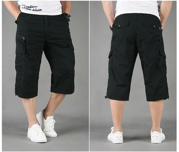 Men's Summer Cropped Trousers Overalls Loose Thin Multi Pocket Outdoor Sports Casual Shorts