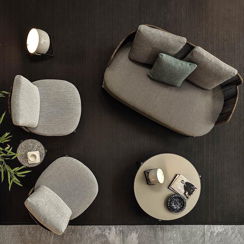 Nordic Outdoor Rattan Double Sofa for Balcony, Courtyard, Garden, or Villa.