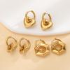 Fashionable Retro Gold Star Heart Hexagon Hoop Earrings for Women