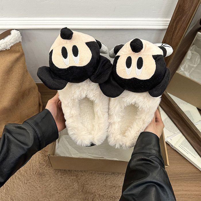 Cute cartoon bag head slippers women's season new thick-bottomed velvet warm bag head slippers women